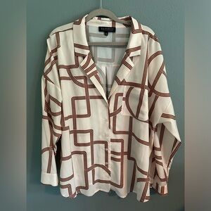 ELOQUII Printed Satin Button Down